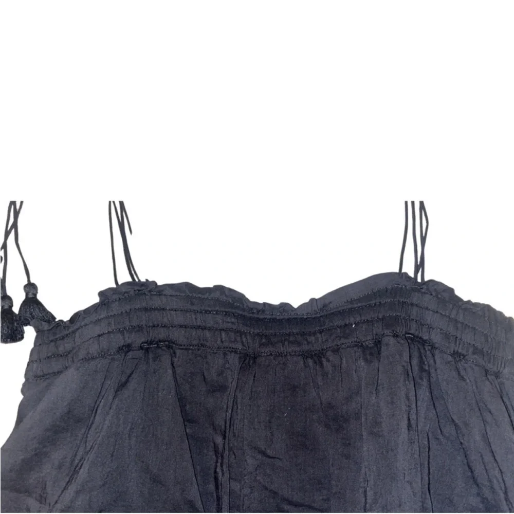 Free People Black Trust Me Bodysuit By Intimately Playsuit Ruffle Tassel Sz Sm